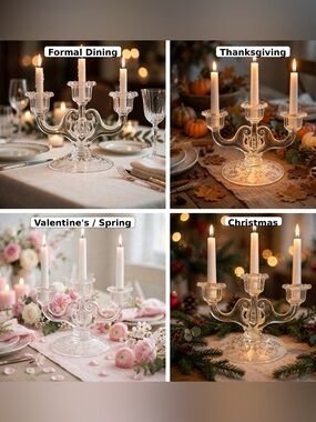 Vintage Wildflower Clear by CAMBRIDGE
3 Light Candelabra Candlestick Holder